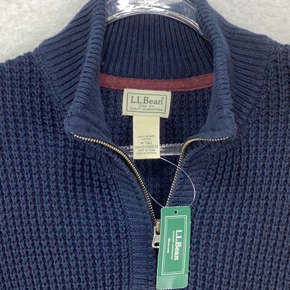 NWT L.L. Bean Mens Size Med. Tall Waffle Knit Sweater. Navy Blue. - Picture 2 of 8